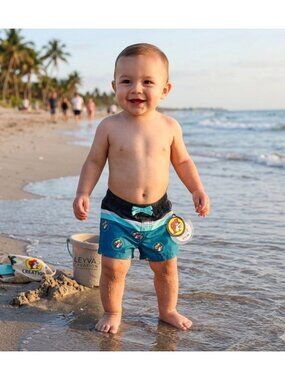 Buc-ees Baby Boys Swim Trunks Blue 9-12 Months With Character Print